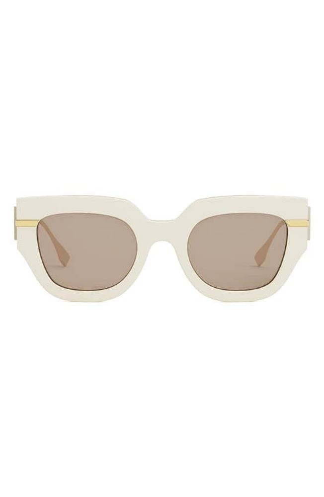 'Fendigraphy 51mm Geometric Sunglasses in Ivory /Brown at Nordstrom