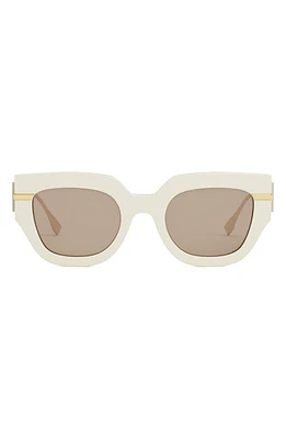 'Fendigraphy 51mm Geometric Sunglasses in Ivory /Brown at Nordstrom