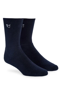 PALMES Assorted 2-Pack Embroidered Logo Stripe Quarter Socks in Navy at Nordstrom