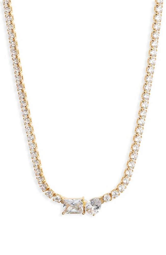 Nordstrom Mixed Cubic Zirconia Tennis Necklace in Clear- Gold at Nordstrom