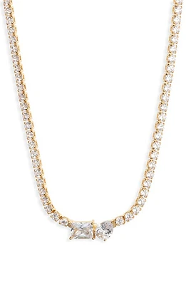 Nordstrom Mixed Cubic Zirconia Tennis Necklace in Clear- Gold at Nordstrom