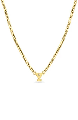 Zoë Chicco Curb Chain Initial Pendant Necklace in Yellow Gold-Y at Nordstrom, Size 16