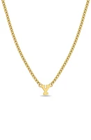 Zoë Chicco Curb Chain Initial Pendant Necklace in Yellow Gold-Y at Nordstrom, Size 16