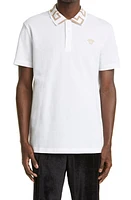 Versace Metallic Greca Collar Piqué Polo at Nordstrom,