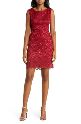 Connected Apparel Sequin Lace Sheath Dress Scarlet at Nordstrom,