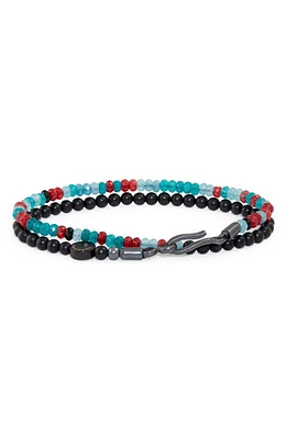 Caputo & Co. Men's Semiprecious Beaded Double Bracelet in Multi Agate at Nordstrom