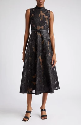 Akris Square Jacquard Sleeveless Fit & Flare Dress in 099-Black at Nordstrom, Size 2