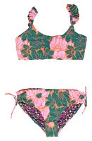 Maaji Kids' Floral Mango Reversible Two-Piece Swimsuit Green at Nordstrom,