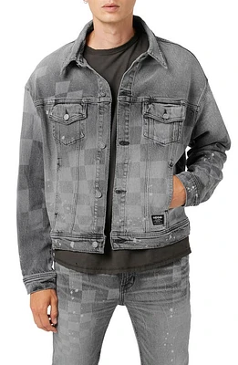 Hudson Jeans Checkerboard Denim Trucker Jacket Grey Check at Nordstrom,