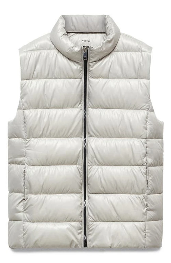 MANGO Water Repellent Puffer Vest Silver at Nordstrom,