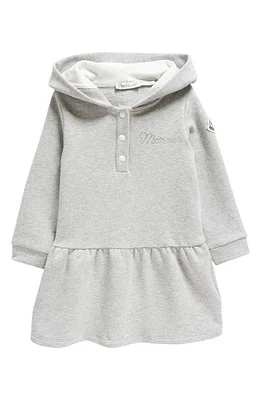 Moncler Kids' Long Sleeve Hooded Stretch Cotton Dress in Grey at Nordstrom, Size 12-18M