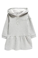 Moncler Kids' Long Sleeve Hooded Stretch Cotton Dress in Grey at Nordstrom, Size 12-18M