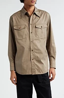 Lemaire Relaxed Fit Cotton Twill Button-Up Western Shirt Squirrel Br419 at Nordstrom, Us