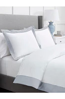 Boll & Branch Signature Colorblock Organic Cotton Duvet Cover in White/Shore at Nordstrom, Size Full