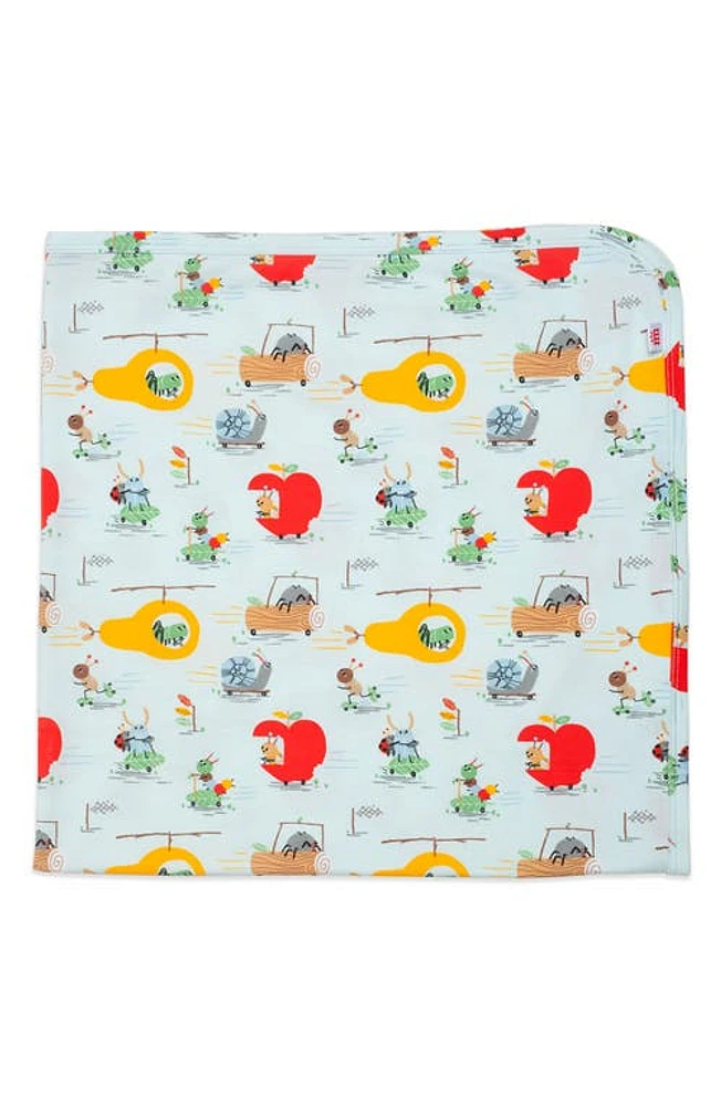 Magnetic Me Fruity Peddlers Print Swaddle Blanket in Light Blue at Nordstrom