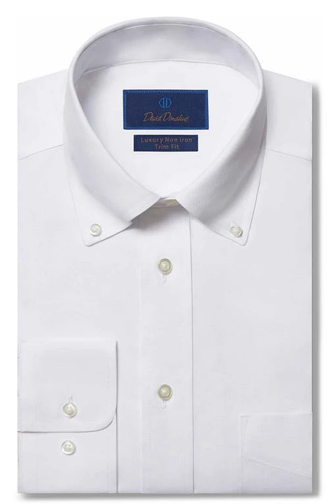 David Donahue Trim Fit Pinpoint Oxford Non-Iron Dress Shirt at Nordstrom