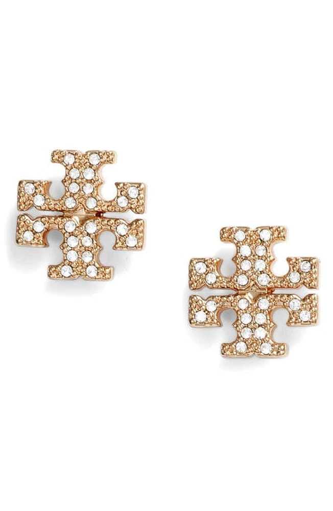 Tory Burch Crystal Logo Stud Earrings in Tory Gold /Crystal at Nordstrom