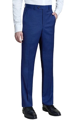 Santorelli Flat Front Stretch Wool Dress Pants Navy at Nordstrom,