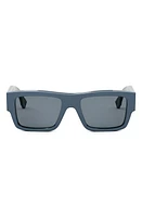 'Fendi Signature 53mm Rectangular Sunglasses in Shiny Blue /Blue at Nordstrom