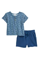 Splendid Retro Wave Print Henley & Drawstring Shorts Set at Nordstrom,