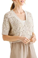 Splendid Brayden Open Stitch Short Sleeve Cotton Cardigan at Nordstrom,