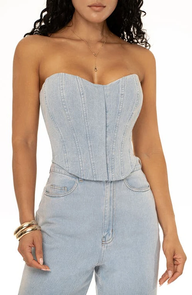 JLUXLABEL Britney Denim Corset Blue at Nordstrom,