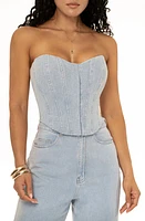 JLUXLABEL Britney Denim Corset Blue at Nordstrom,