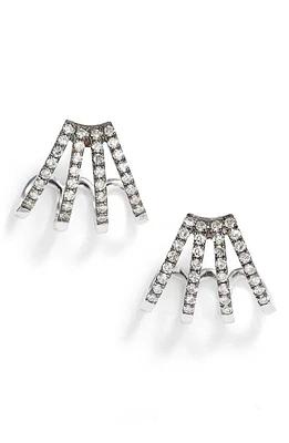 EF Collection Diamond Multirow Huggie Earrings in White Gold at Nordstrom