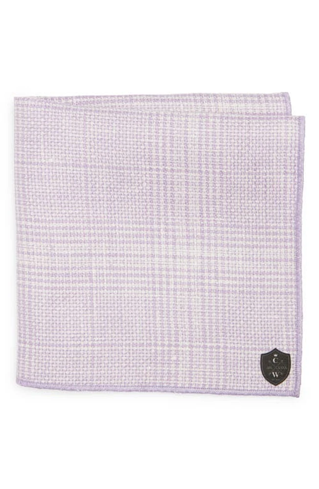 CLIFTON WILSON Lavender Plaid Linen Pocket Square at Nordstrom