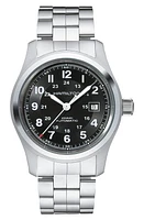 Hamilton Khaki Field Automatic Bracelet Watch, 42mm in Silver/Black/Silver at Nordstrom