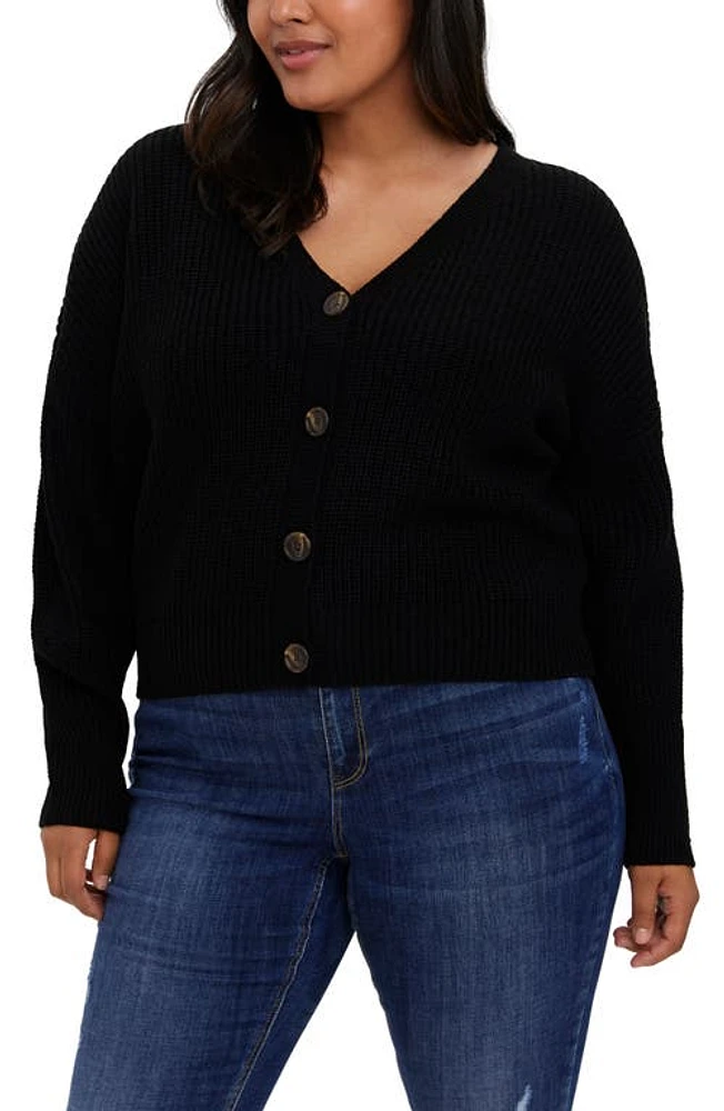 VERO MODA CURVE Curve Lea V-Neck Cardigan in Black at Nordstrom, Size 3X