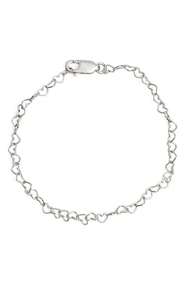 MADE BY MARY Heart Chain Bracelet in Silver at Nordstrom, Size 7