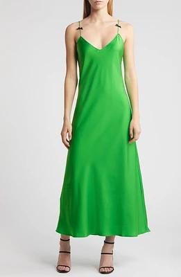 WAYF The Kelly Satin Slipdress Green at Nordstrom,