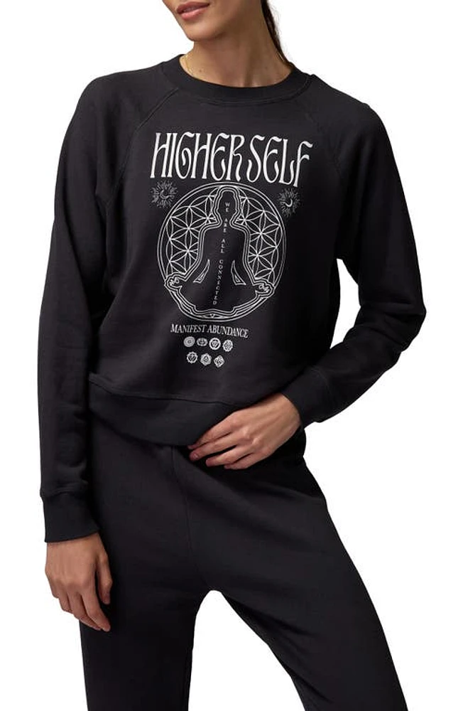 Spiritual Gangster Higher Self Long Sleeve Cotton & Modal Graphic Sweatshirt Vintage Black at Nordstrom,