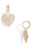 SHYMI Pavé Heart Huggie Hoop Drop Earrings in Gold at Nordstrom