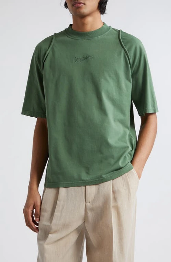 Jacquemus Le T-Shirt Camargue Embroidered Logo Organic Cotton Graphic Dark Green at Nordstrom,