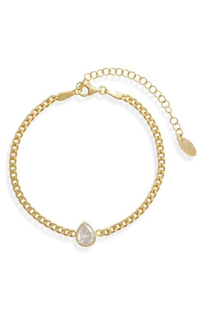 SHYMI Fancy Shape Cubic Zirconia Curb Chain Bracelet in Gold/White/pear Cut at Nordstrom, Size 6