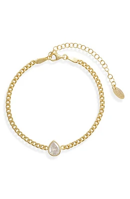 SHYMI Fancy Shape Cubic Zirconia Curb Chain Bracelet in Gold/White/pear Cut at Nordstrom, Size 6