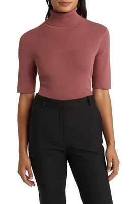 Anne Klein Short Sleeve Turtleneck Sweater in Rosestone at Nordstrom, Size Medium