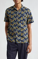 De Bonne Facture Mimosa Tree Print Camp Shirt Navy/Mimosa Branches at Nordstrom, Us