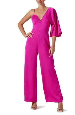 ASTR the Label One-Shoulder Satin Jumpsuit Fuchsia at Nordstrom,