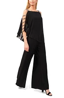 Chaus Rhinestone Trim Overlay Jumpsuit Black/Gunmetal at Nordstrom,