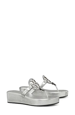 Tory Burch Miller Platform Wedge Thong Sandal Silver at Nordstrom,