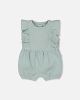 Deux Par Deux Baby Girl's Organic Cotton Ribbed Romper Sage Green at Nordstrom