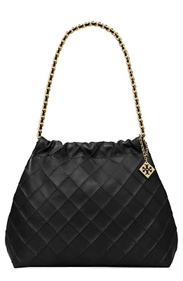 Tory Burch Fleming Soft Quilted Leather Hobo Bag in Black at Nordstrom