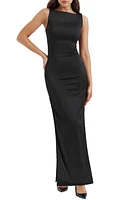 HOUSE OF CB Filomena Side Slit Matte Jersey Gown Black at Nordstrom,