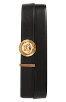 Versace Biggie Medusa Leather Belt Black/Versace Gold at Nordstrom, Eu