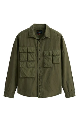 Alpha Industries Linen & Cotton Button-Up Utility Shirt Green at Nordstrom,