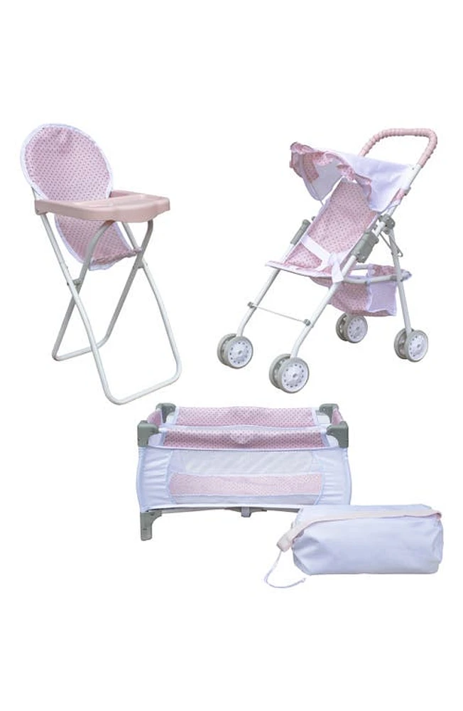 Teamson Kids Olivia's Little World Polka Dot Princess 3-in1 Baby Doll Nursery Set in Pink/White at Nordstrom