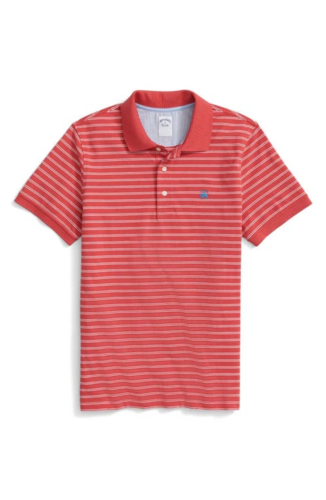 Brooks Brothers Stripe Piqué Polo Red/White at Nordstrom,